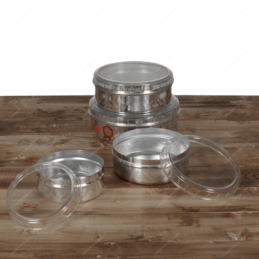 Picture of DECORATED POLISHED SHORT CONTAINER W/TRANS. UNBREAKABLE COVER
