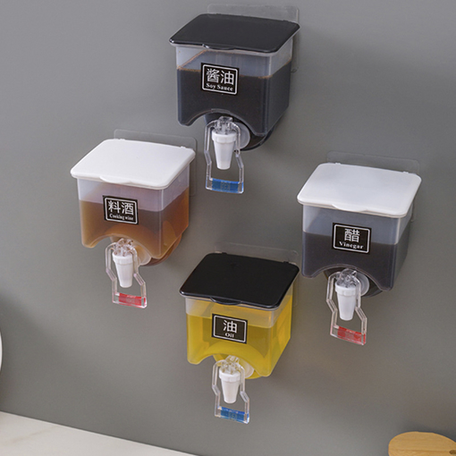 Picture of Plastic Kitchen Wall-mounted Oil and Vinegar Dispenser Jar Container