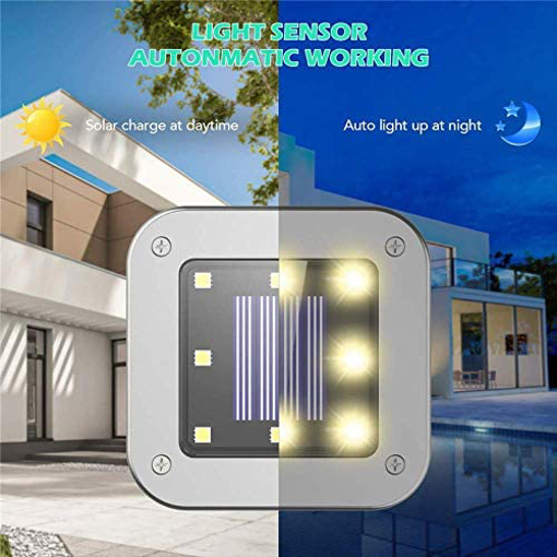 Picture of Solar Square Disk Lights, Waterproof 4-Pack 8LED Cube for Outdoor