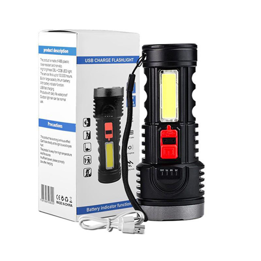 صورة مصباح COB يدوي مع 4 أوضاع قابل للشحن USB